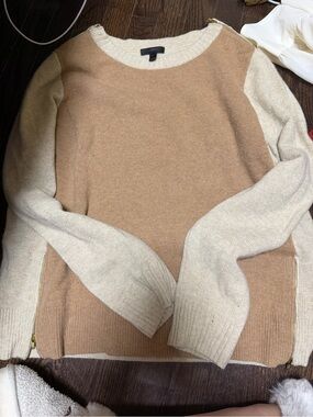 100% wool Two-Tone Camel and Cream Women's Sweater